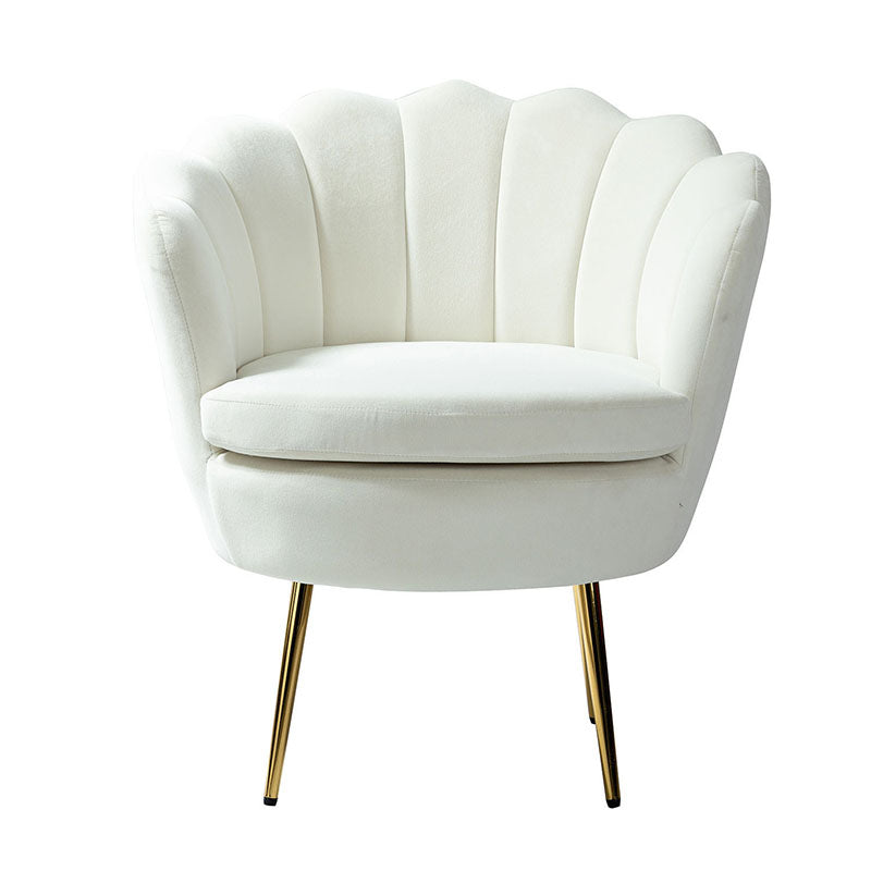 Evelia Velvet Scalloped Barrel Chair - Luxurious Velvet Accent Chair with Curved Back for Living Room, Bedroom & Office - Perfect for Reading Nook, Lounge Area or Home Decor