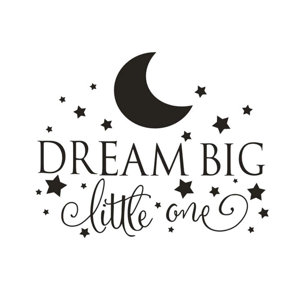 Dream Big Little One Quote Wall Decals - Nursery & Kids Room Decor, Removable Wall Stickers for Baby Girl & Boy - Perfect for Bedroom, Playroom & Nursery Decorations