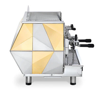 La Pavoni Diamate 2 Group Volumetric Commercial Espresso Machine in Gold - Professional Coffee Bar Equipment for Cafes & Restaurants