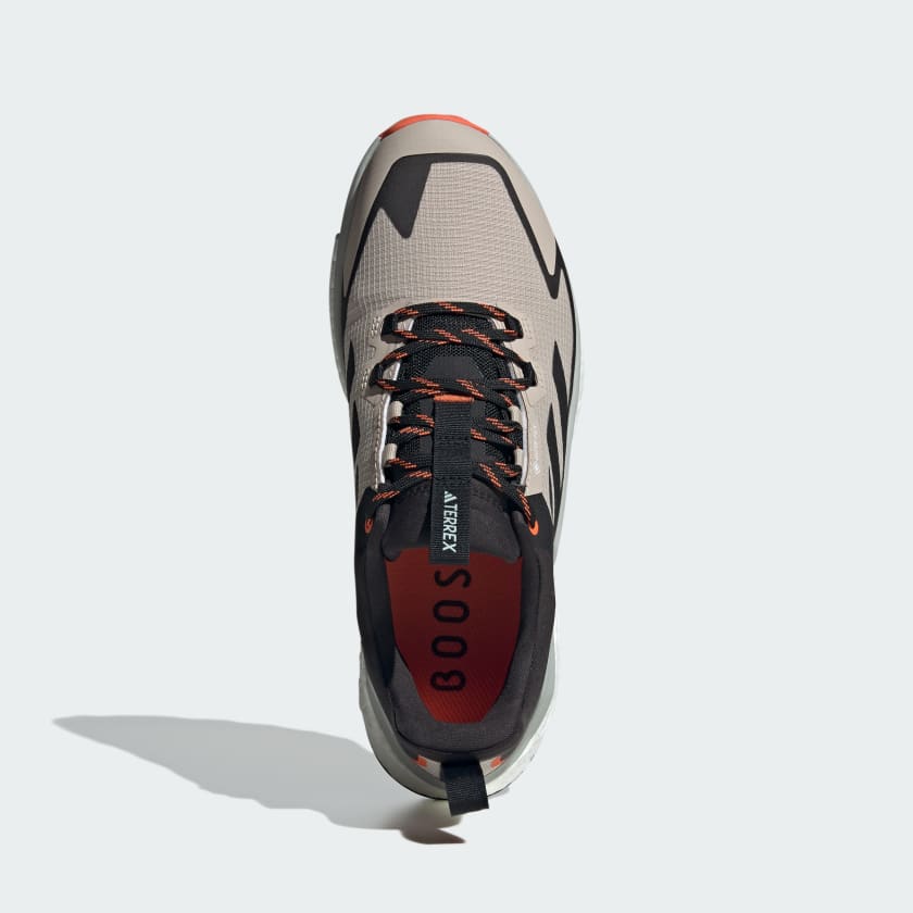 Adidas Men's Terrex Free Hiker 2.0 Low Gore-Tex Hiking Shoes - Waterproof Trail Running Sneakers for Outdoor Adventures (Wonder Beige/Core Black/Semi Impact Orange) - Perfect for Hiking, Camping & Mountain Climbing