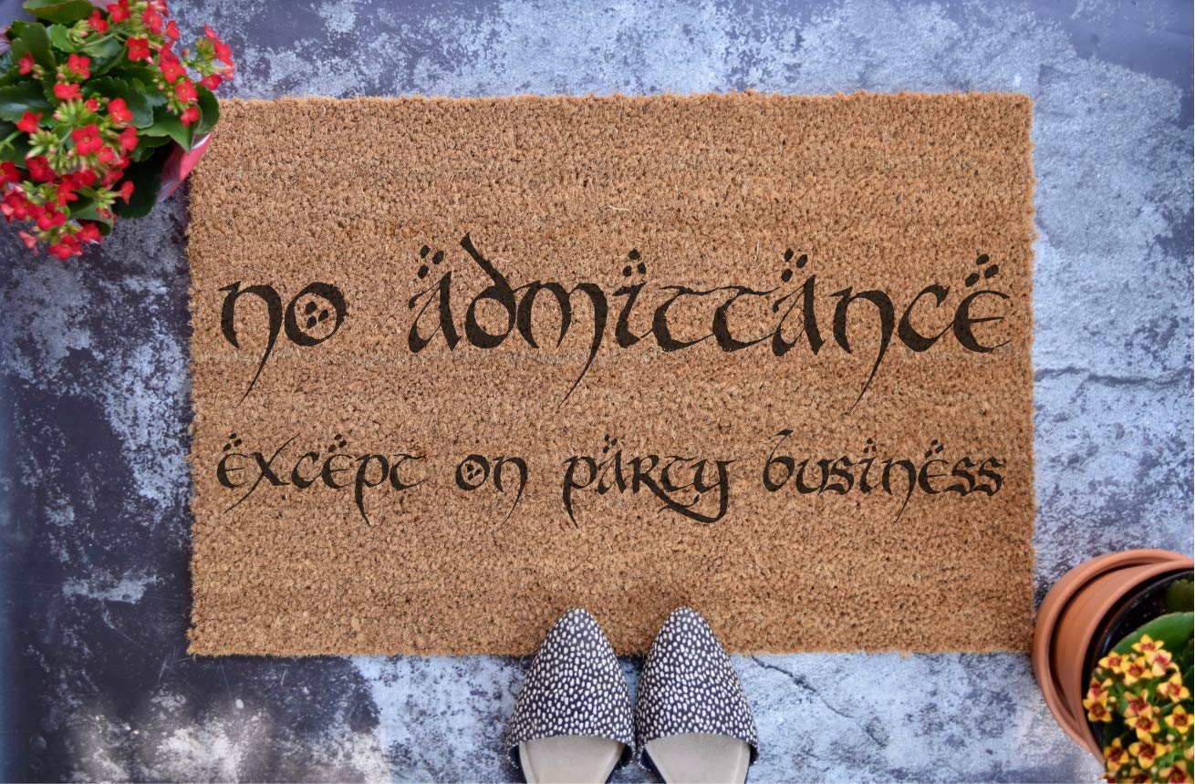 Personalized Lord of the Rings Doormat - 'No Admittance Except on Party Business' Quote - Custom Wedding & Housewarming Gift - 36x24 Inch Non-Slip Entry Mat - Perfect for Fantasy Fans, Tolkien Lovers & Geek Home Decor