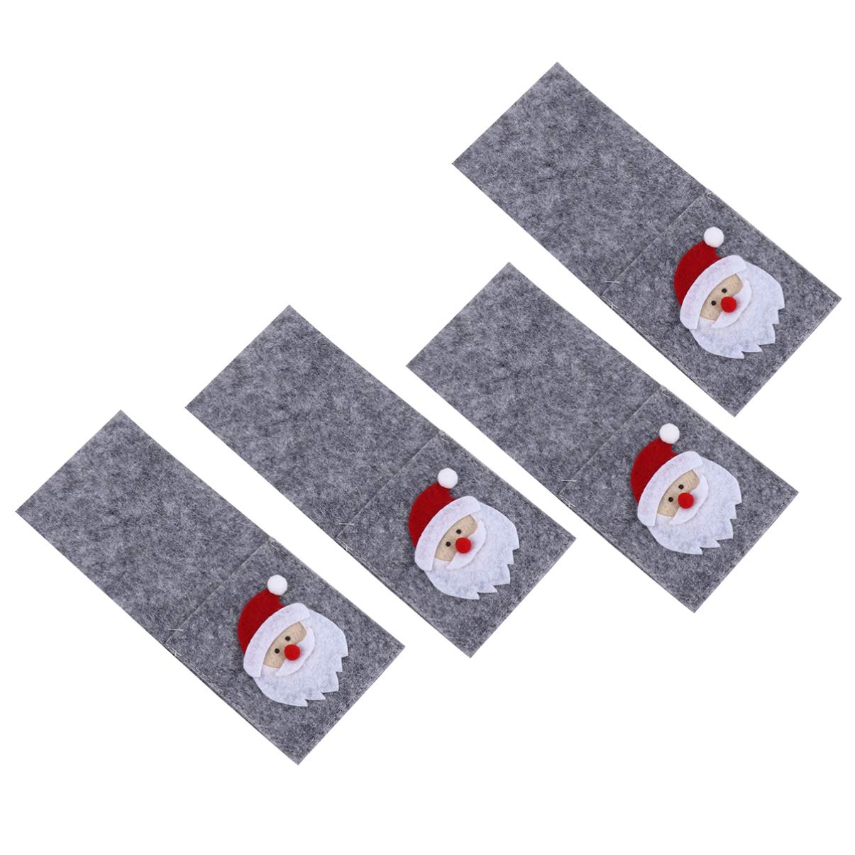 iFundom 4-Piece Christmas Cutlery Holder Set - Festive Felt Silverware Organizer Pockets for Knives, Forks & Spoons | Xmas Tableware Storage for Holiday Dinner Parties & Family Gatherings