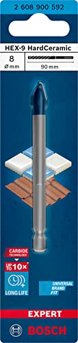 Bosch Professional HEX-9 HardCeramic Drill Bit 8mm - Expert Rotary Impact Drill Accessory for Tile, Porcelain & Ceramic - Perfect for Bathroom Renovations & DIY Projects