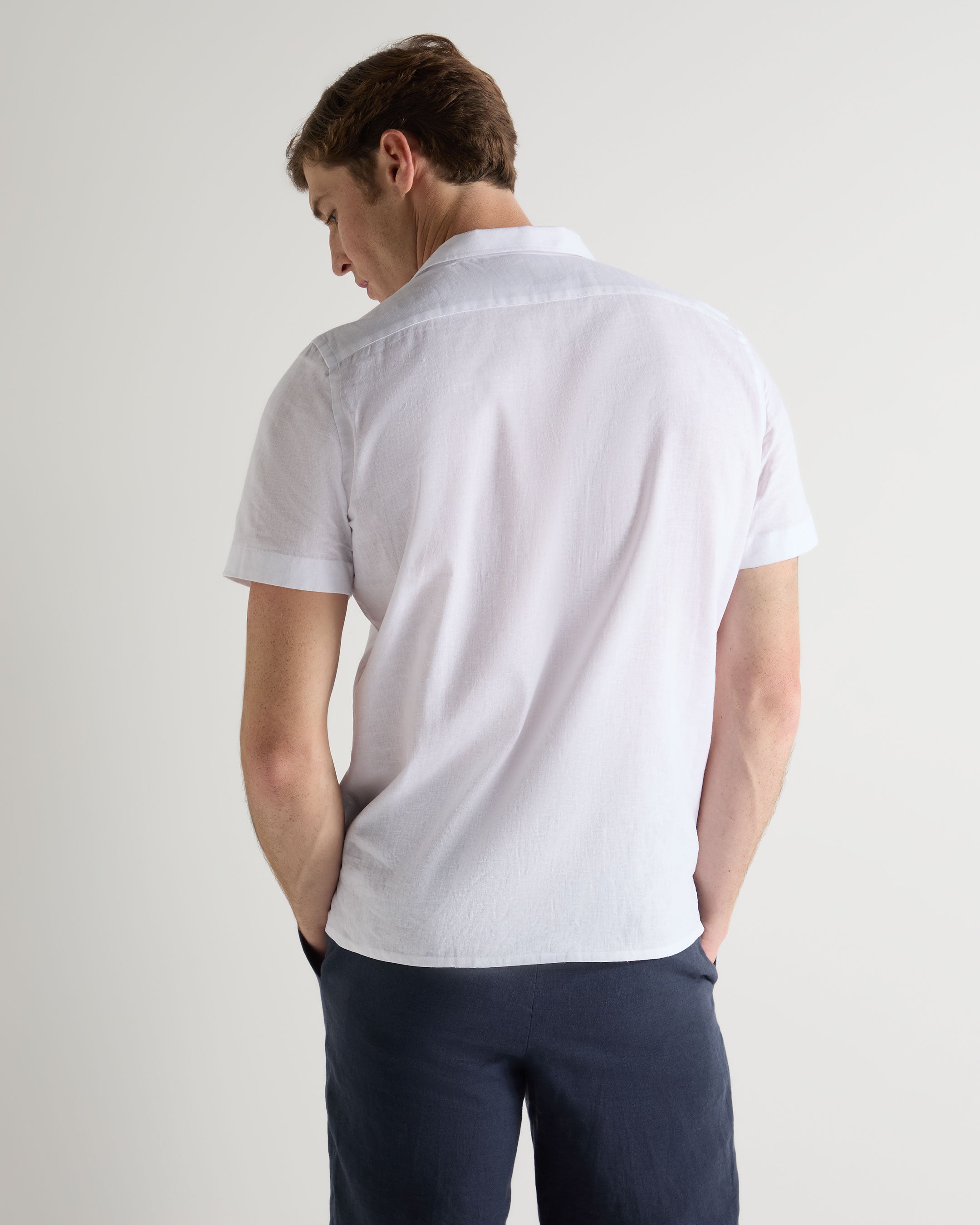 Premium Men's Cuban Linen Blend Collar Shirt - Breathable White Casual Button Down Shirt for Summer, Beach & Business Casual Wear