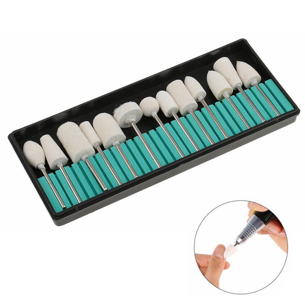 13-Piece Nail Art Acrylic Gel Polishing Kit with Ceramic Electric Drill Bits - Professional Manicure Pedicure Tools for Salon & Home Use