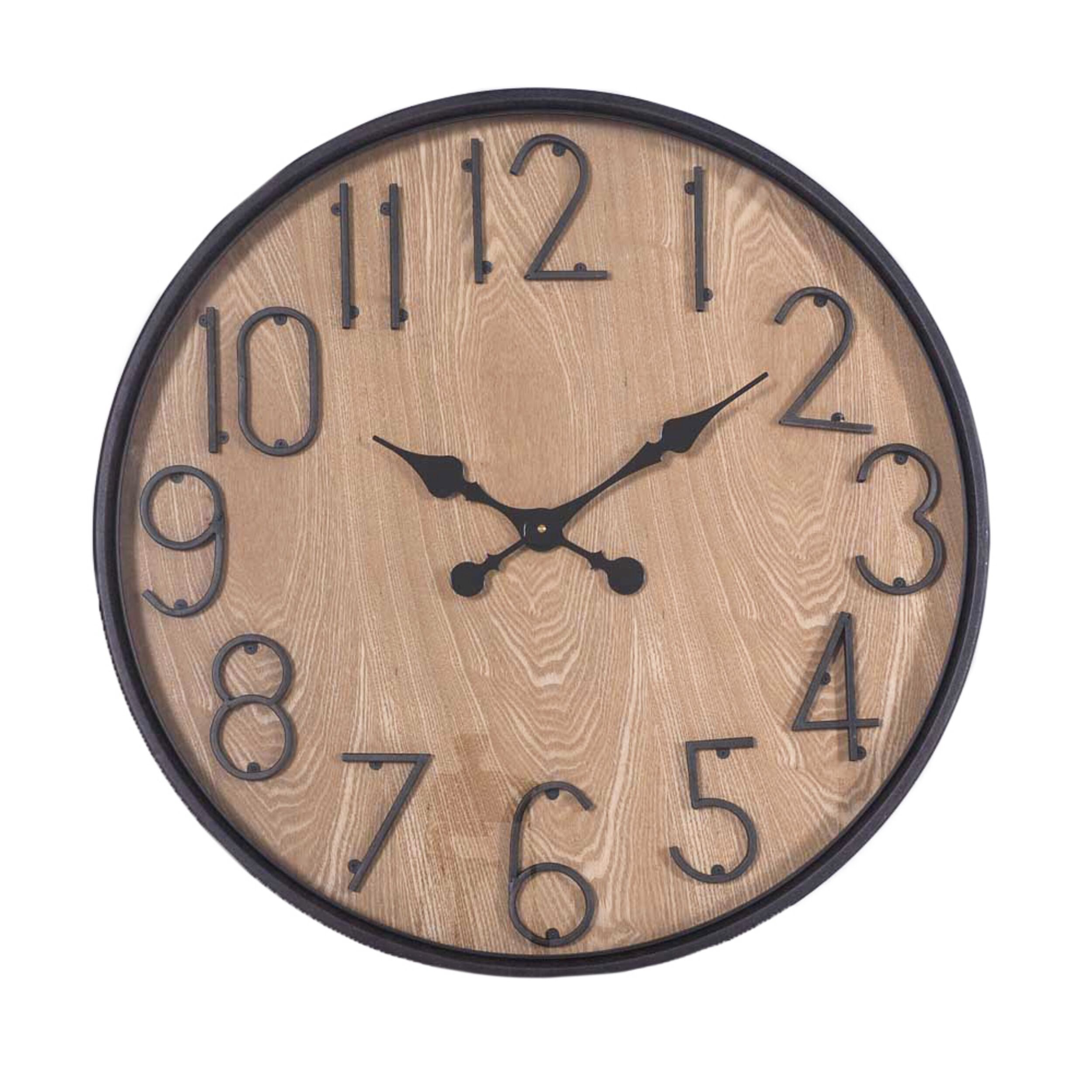 BeyondTime Grain Number Wall Clock 26.4 Inches - Modern Farmhouse Decor for Living Room, Kitchen, Bedroom & Office