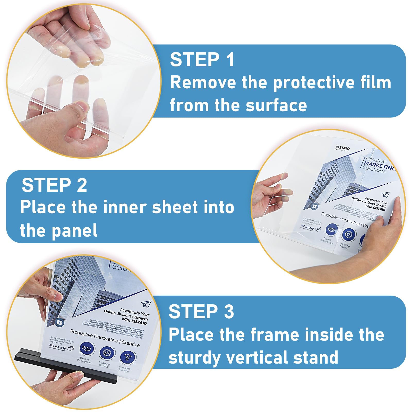 Seencool 8.5 x 11 Acrylic Sign Holders - 8 Pack Clear Plastic Flyer Display Stands with Vertical Base | Double Sided Picture Frame & Menu Holders for Office, Restaurant, Store & Home | Perfect for Tabletop Displays, Promotions & Information Signage