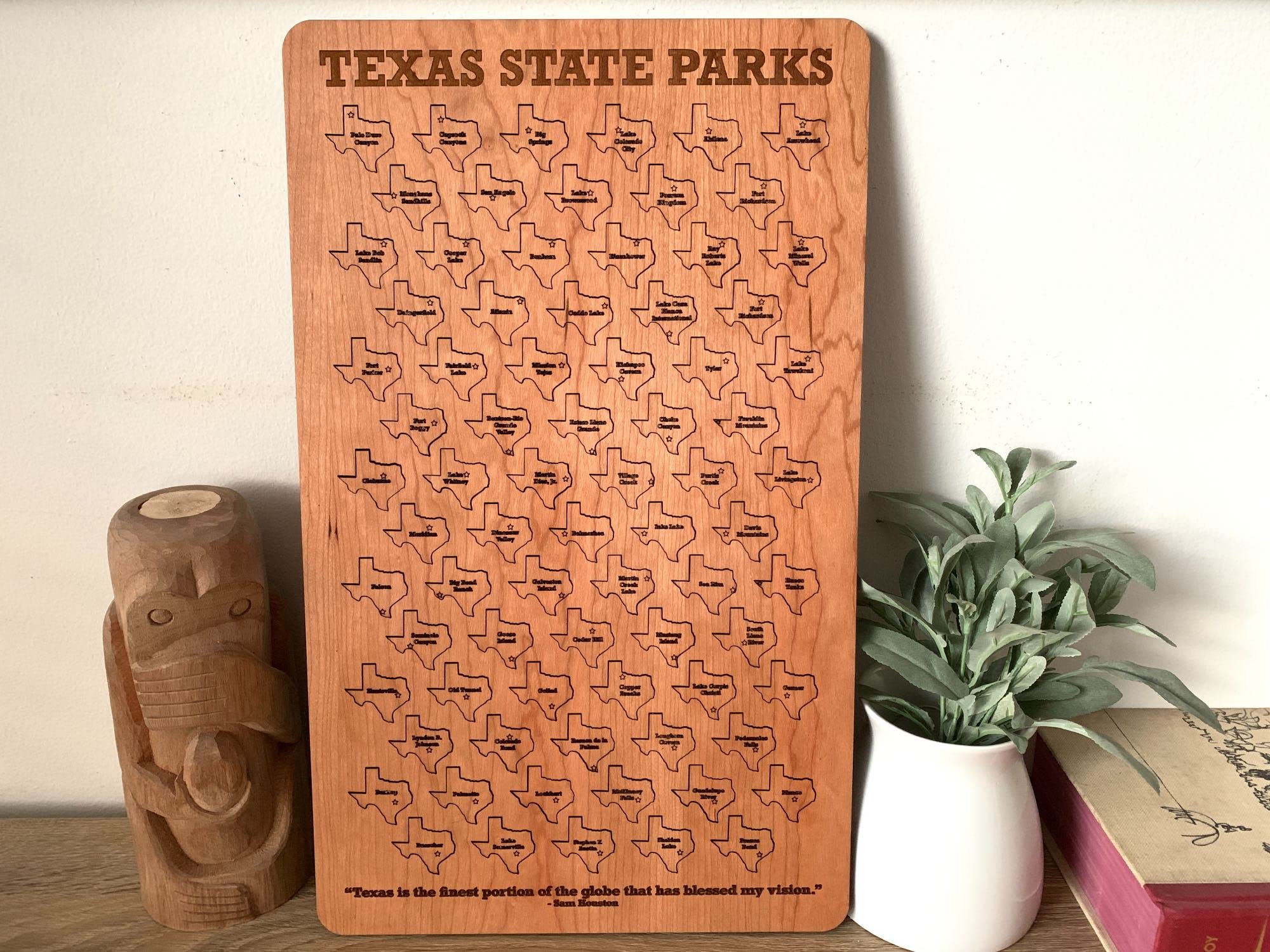 Texas State Parks Tracker Board - Wooden Texas State Parks Map for Collectors & Travelers - Handcrafted White Oak Display for Park Visits & Outdoor Adventures - Perfect for Home Decor, Travel Gifts & National Park Enthusiasts