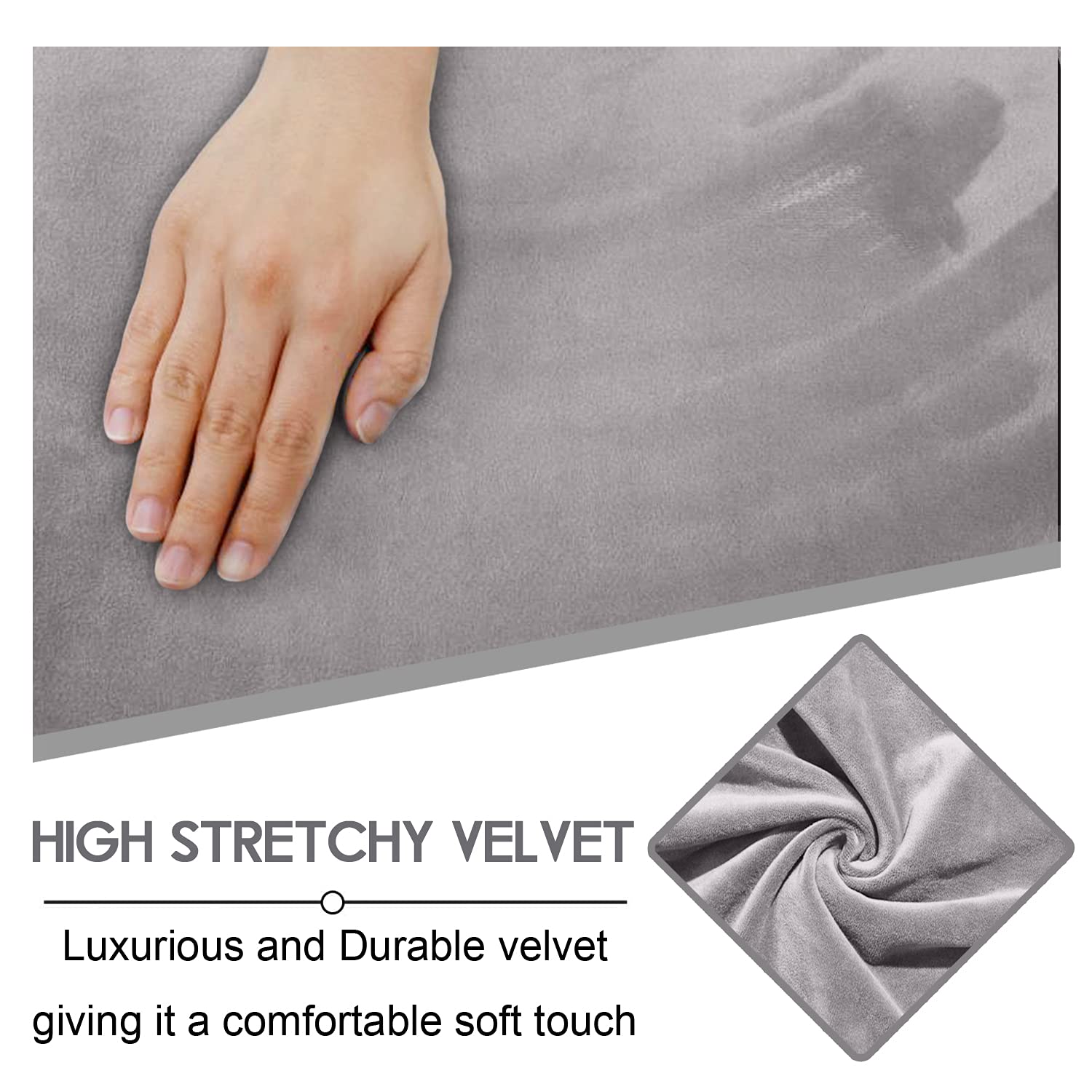 8-Piece Velvet Stretch Reclining Loveseat Cover with Middle Console - Soft, Thick & Washable Slipcover for 2-Seat Recliner Sofa (Light Grey) - Perfect for Living Room, Home Theater & Family Room Furniture Protection