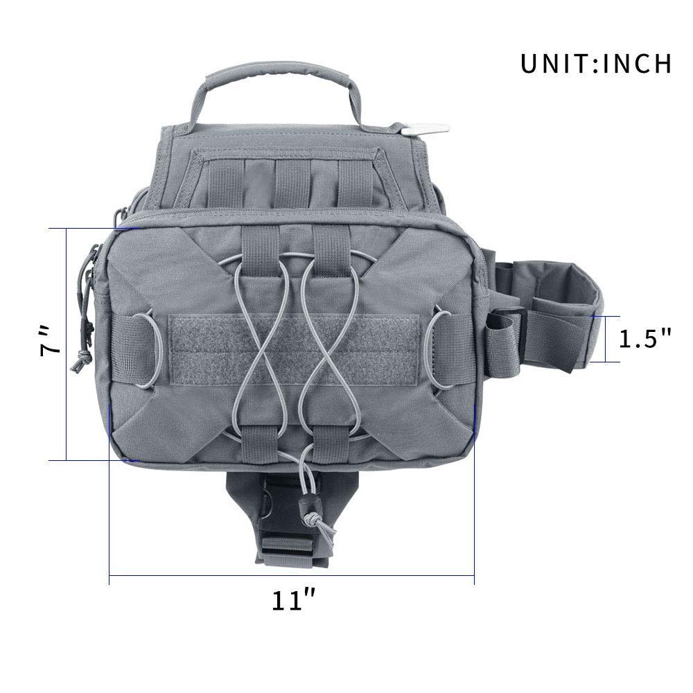**Tactical Bungee Dog Leash - Adjustable Dog Backpack with Handle for Hiking, Running & Outdoor Adventures - Durable Saddle Bag for Active Dogs**