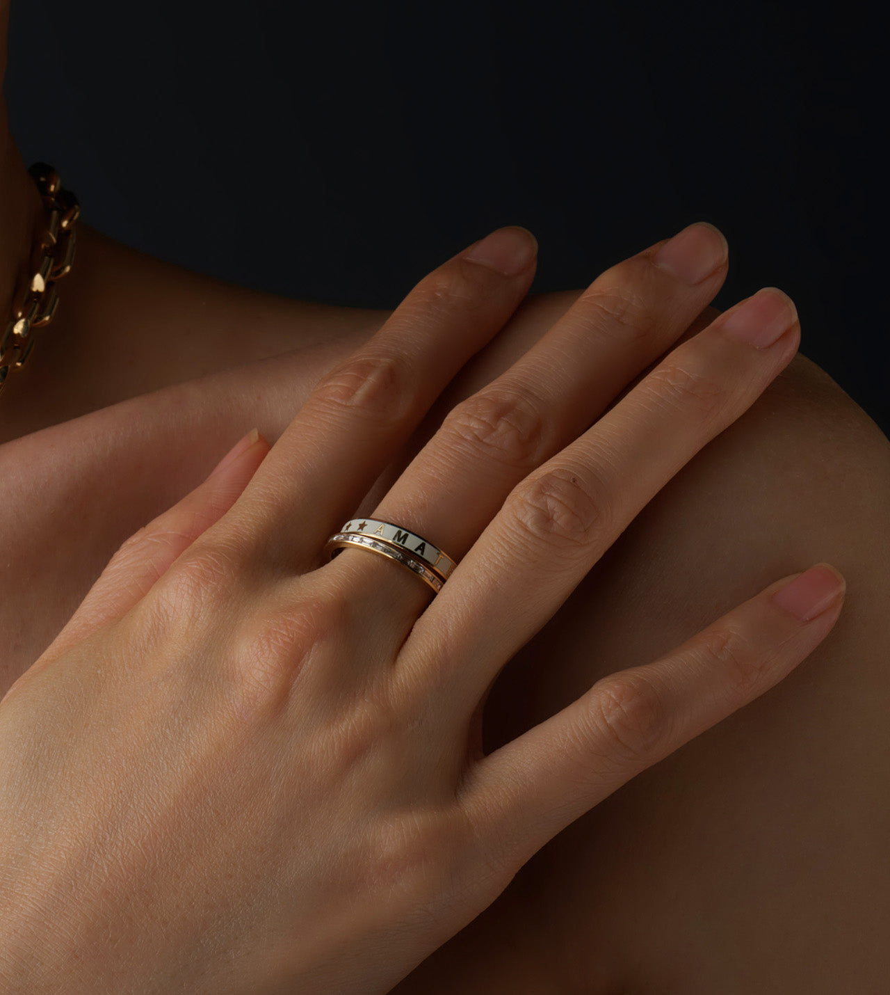 Amate Love: Thin Champlevé Enamel Band Ring - Elegant Stackable Jewelry for Women, Perfect for Everyday Wear, Gifts & Special Occasions