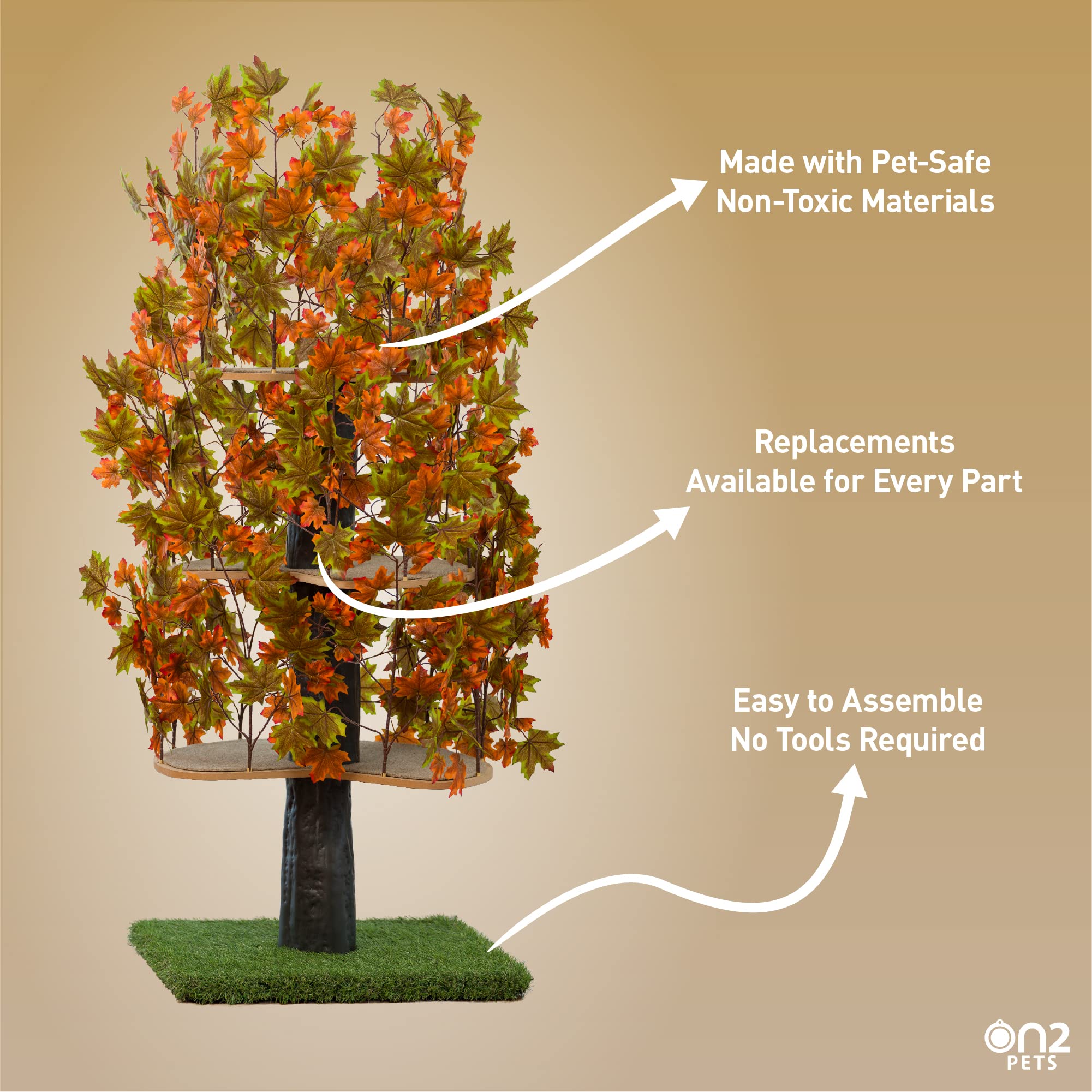 Premium Cat Tree with Leaves - Multi-Level Cat Condo & Activity Center for Indoor Cats | Durable Cat House & Climbing Tower - Perfect for Play, Rest & Exercise (Made in USA)