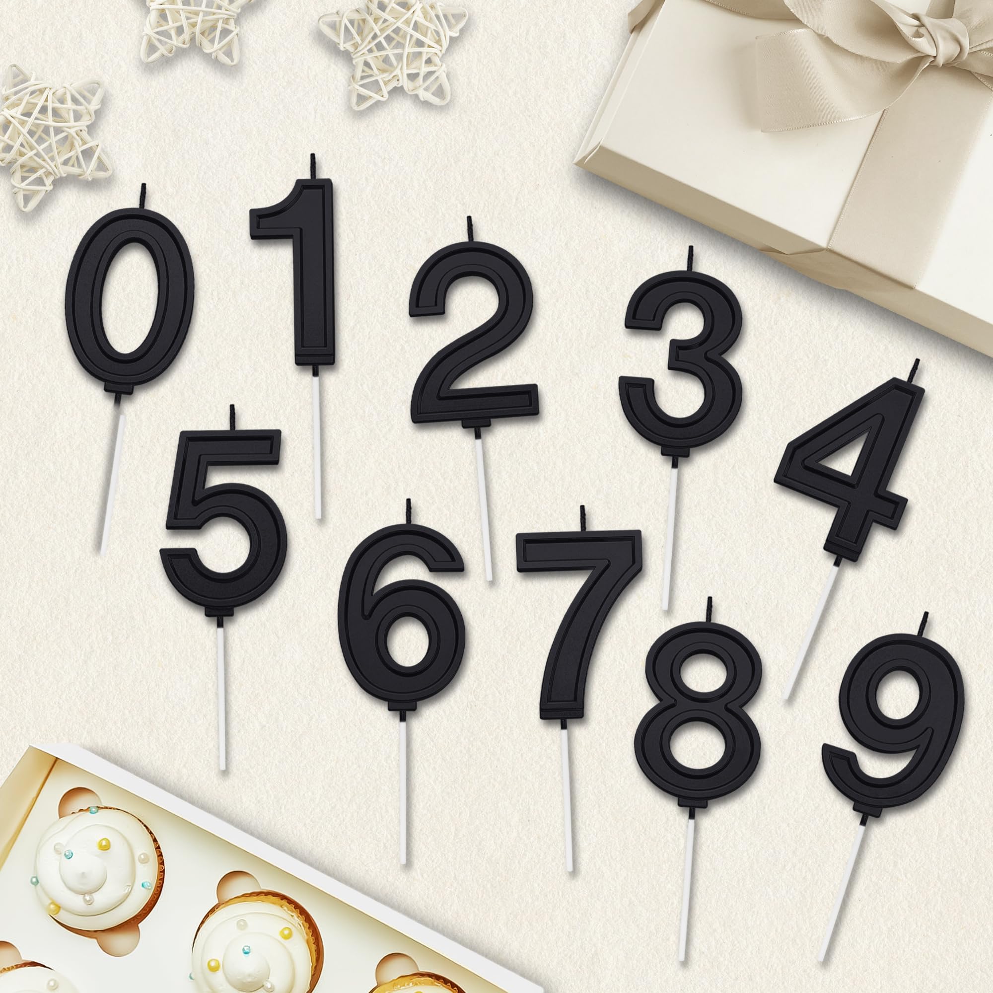 Black 3 Number Birthday Candles for Cake - 2.76 Inch Large Number Cake Candles for Wedding, Anniversary & Birthday Party Decorations - Perfect for Birthday Cakes, Cupcakes, Wedding Cakes & Anniversary Celebrations