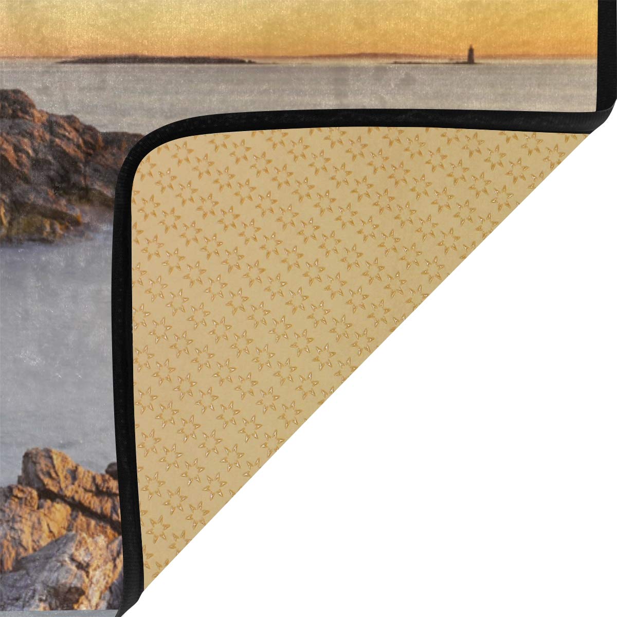 ALAZA Non-Slip Kitchen Floor Mat - Waterproof Beach Lighthouse Design Rug for Entryway, Hallway, Bathroom, Living Room & Bedroom - 39x20 Inches (1.7'x3.3') - Perfect for Coastal Decor, High Traffic Areas & Home Safety
