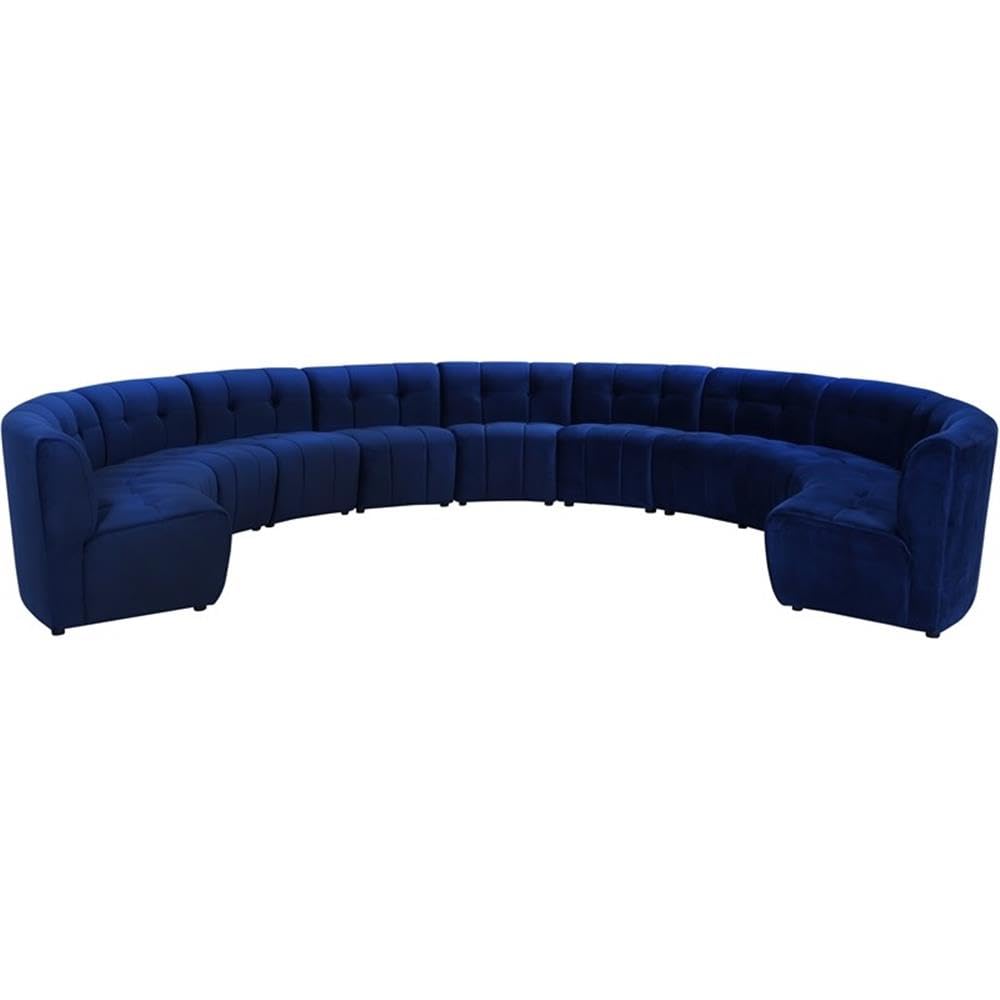 MAKLAINE 11-Piece Modular Contemporary Velvet Sectional Sofa Set - Navy Blue Velvet Upholstery, L-Shaped Couch for Living Room, Family Room & Home Theater