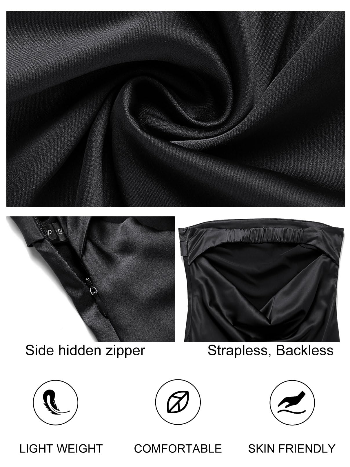 MEROKEETY Women's Strapless Satin Bodycon Maxi Dress for Wedding Guest 2025 | Elegant Backless Summer Evening Gown for Parties, Cocktail Events & Beach Vacations