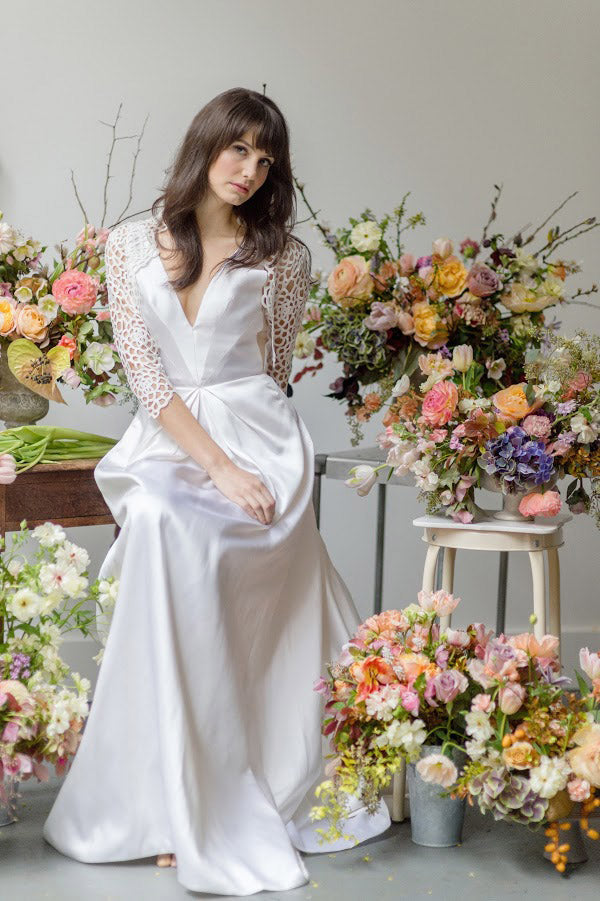 Custom Lace Bridal Jacket - High Neck, 3/4 Sleeves, Full Shirt Design | Perfect for Weddings, Bridal Showers & Formal Events
