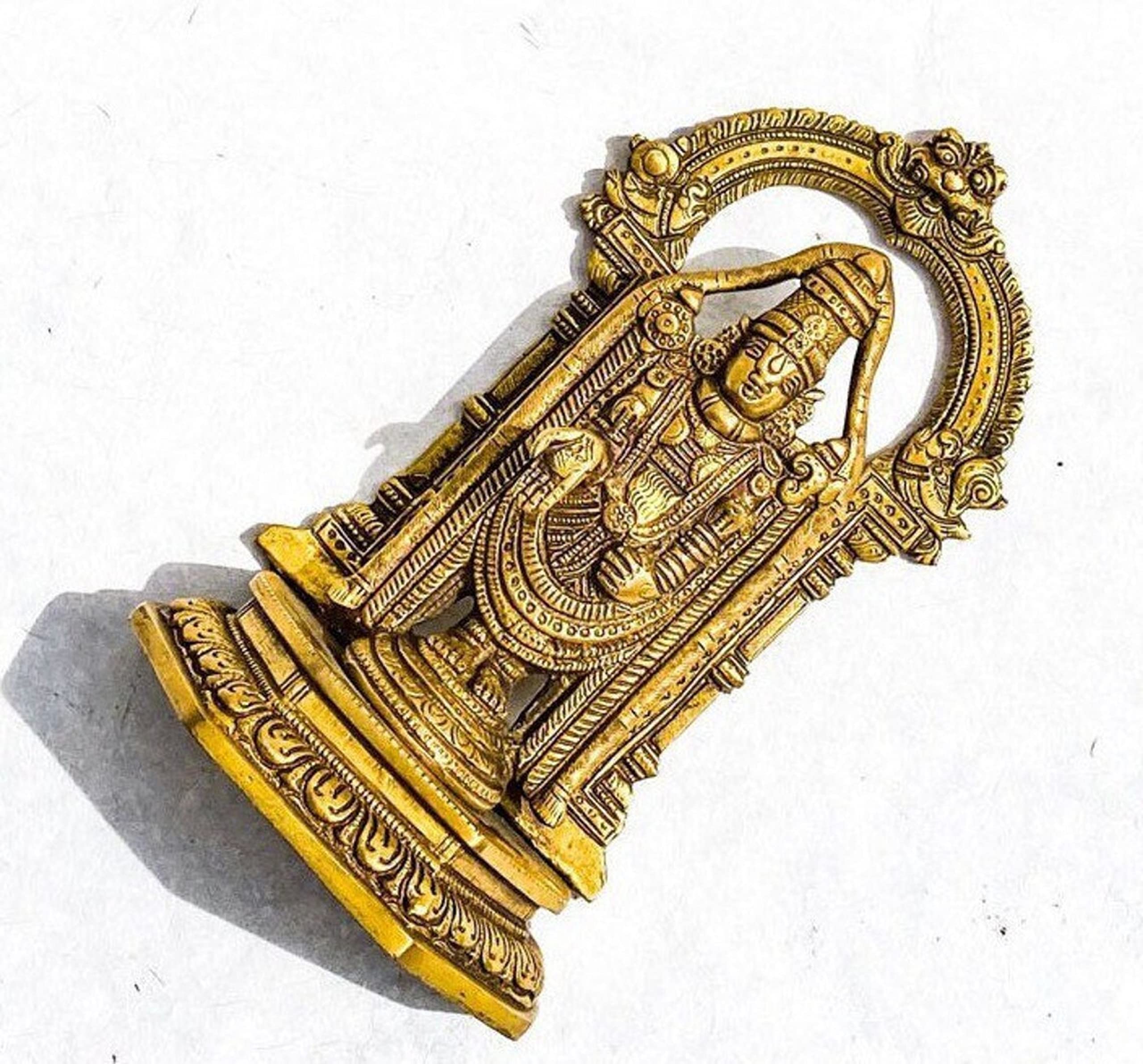 Handmade Brass Venkateshwara Statue - Lord Balaji Idol for Home & Office Decor | Spiritual Gift for Pooja Room, Meditation Space & Indian Culture Lovers