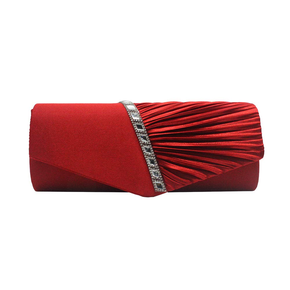 Sparkling Rhinestone Evening Clutch Shoulder Bag for Women with Chain Strap - Elegant Red | Perfect for Parties, Weddings & Special Occasions
