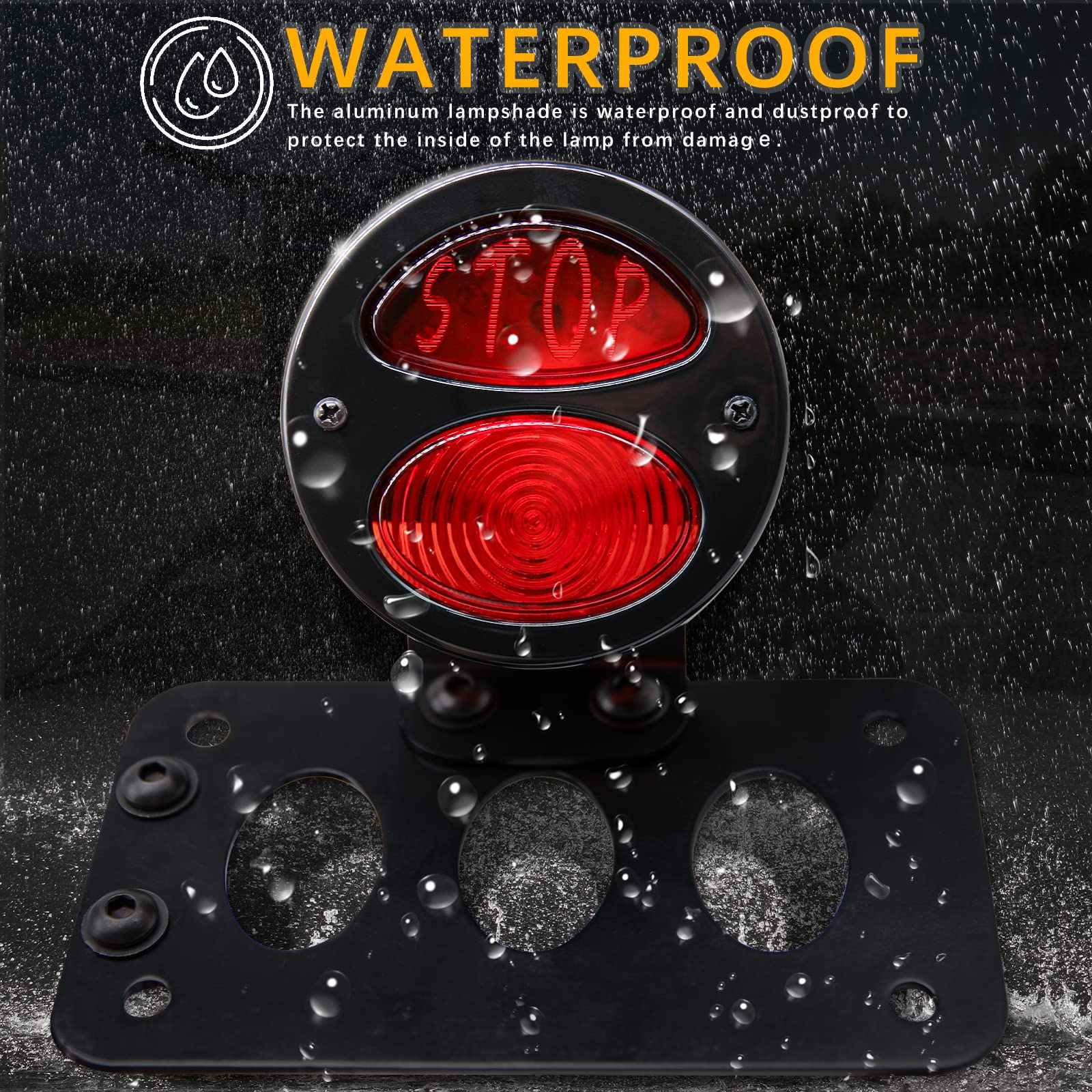 Universal 12V Motorcycle Tail Lights with Side License Plate Bracket - Waterproof Aluminum Brake Lights with Integrated Stop Light for Harley Sportster 883 1200, Cruiser, Bobber & Chopper Bikes - Perfect for Night Riding & Custom Bike Builds