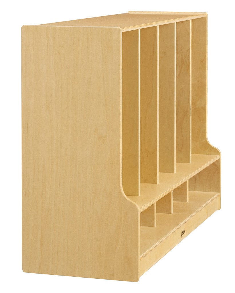 Jonti Craft Toddler 5-Section Coat Locker with Step and Clear Trays - Durable Kids School Storage for Jackets, Backpacks & Shoes - Perfect for Preschools, Daycares & Home Entryways