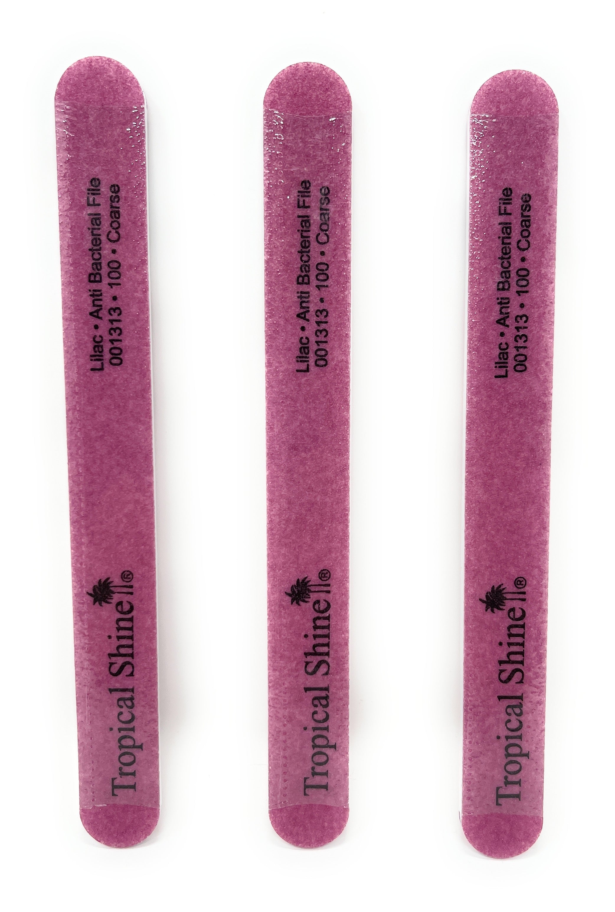 100 Grit Nail Files Set - Tropical Shine Antibacterial Washable Nail Boards for Fingers & Toes (Lilac, 3-Pack) - Perfect for Manicures, Pedicures & Nail Care at Home or Salon