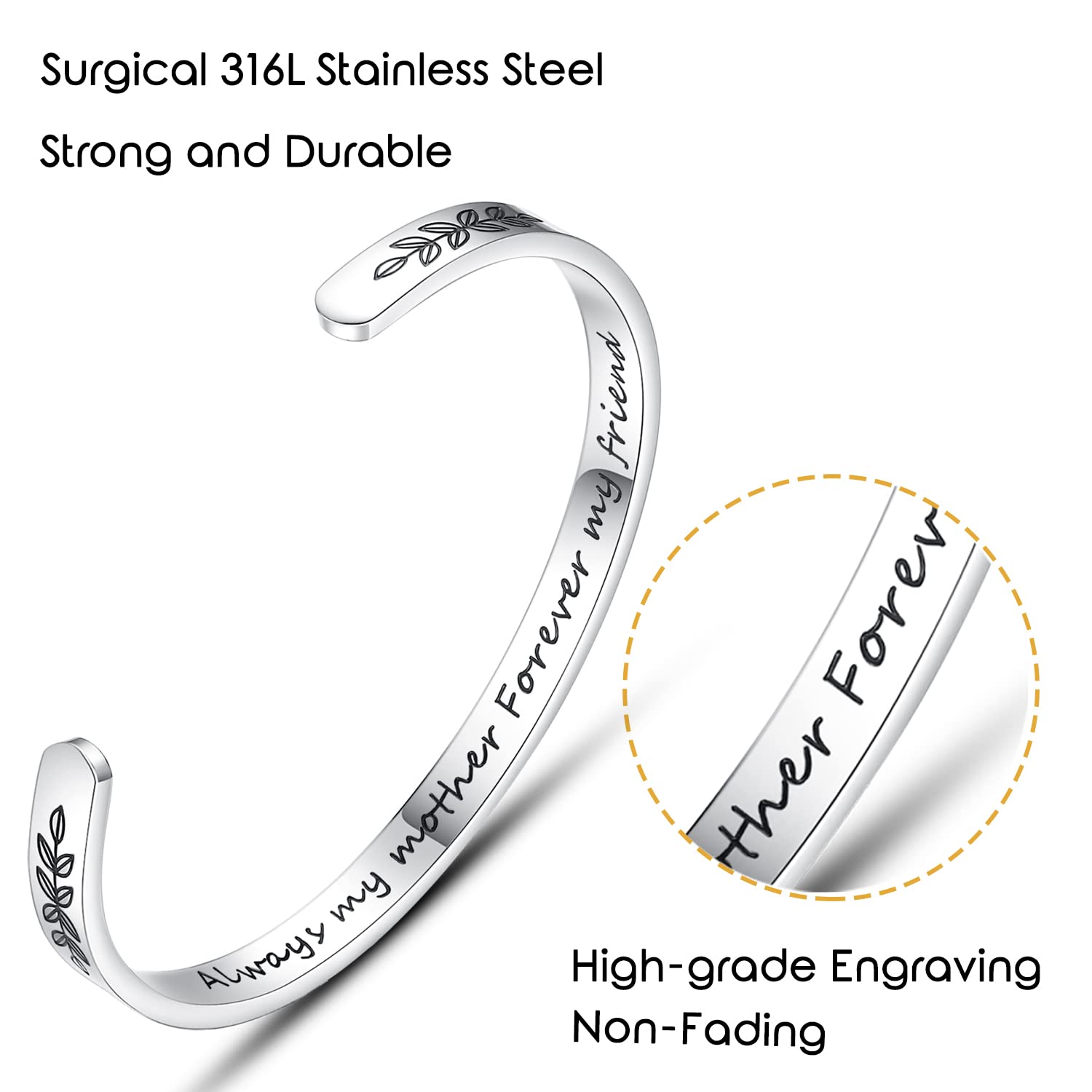 Personalized Cuff Bracelets for Women & Teen Girls - Best Friend, Sister, Mom, Daughter, Granddaughter, Cousin - Custom Jewelry for Birthday, Mother's Day, Christmas, Easter Gifts - Perfect for Everyday Wear, Special Occasions & Friendship Celebrations