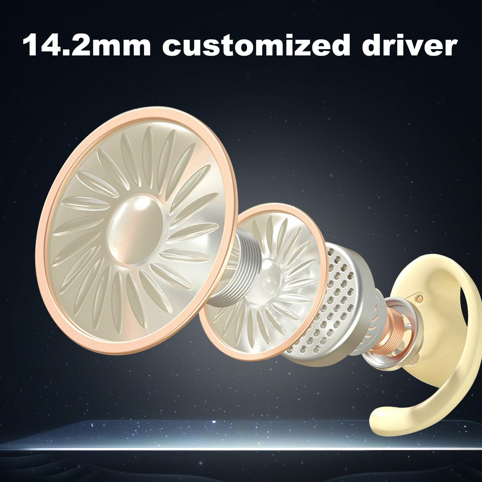 LMQ Open Ear Wireless Bluetooth 5.4 Earbuds - 36H Playtime, Secure Earhooks, Built-in Mic - Perfect for Running, Gym & Outdoor Sports (Compatible with Android/iOS)