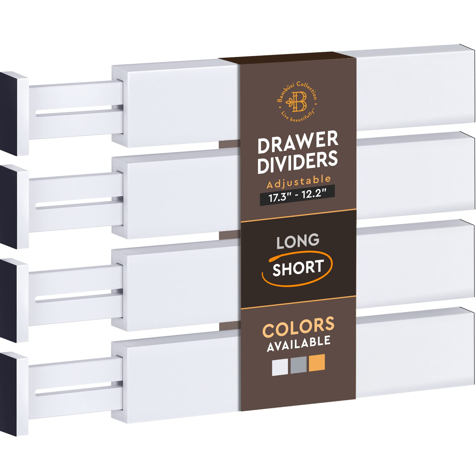 4 Pack Bamboo Drawer Dividers - 2.6