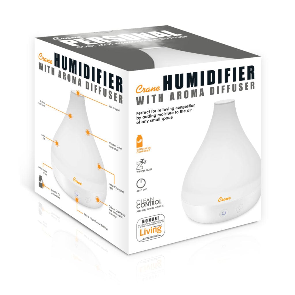0.35 Gal 2-in-1 Ultrasonic Cool Mist Humidifier & Essential Oil Diffuser for Small Rooms - Quiet Air Moisturizer with Aromatherapy Function for Bedroom, Office, Nursery | White