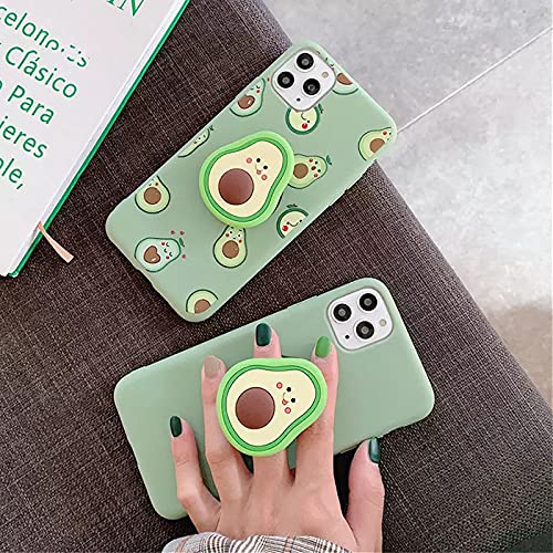 Funny 3D Avocado Phone Stand Case for iPhone 12 - Cute Green Avocado Pattern Slim Soft TPU Silicone Cover for Girls & Women | Perfect for Desk Decor, TikTok Videos & Everyday Use