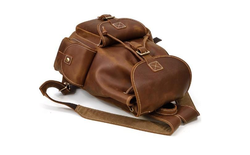 Durable Brown Leather Large Backpack Purse for Women & Men - Stylish Travel & Work Commute Bag for Laptop & Essentials