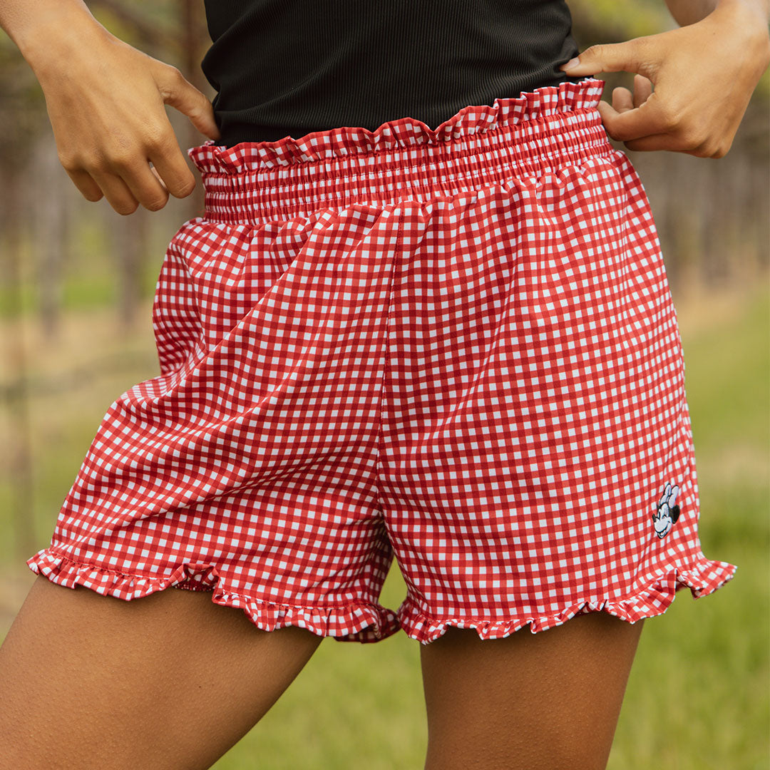 Disney Minnie Mouse Lake Shorts - Red Check Plaid Summer Swimwear for Women & Girls | Perfect for Beach, Pool, and Vacation Outfits