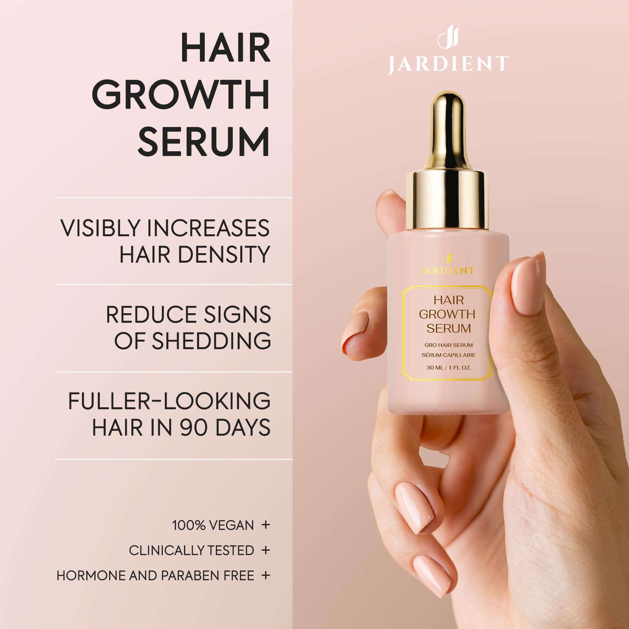 Veganic Natural Hair Growth Serum for Women & Men - Organic Hair Loss Treatment Oil for Thinning Hair - Promotes Fuller, Thicker & Healthier Hair in 90 Days (1 Fl Oz) - Perfect for Daily Scalp Massage & Nighttime Hair Care Routine