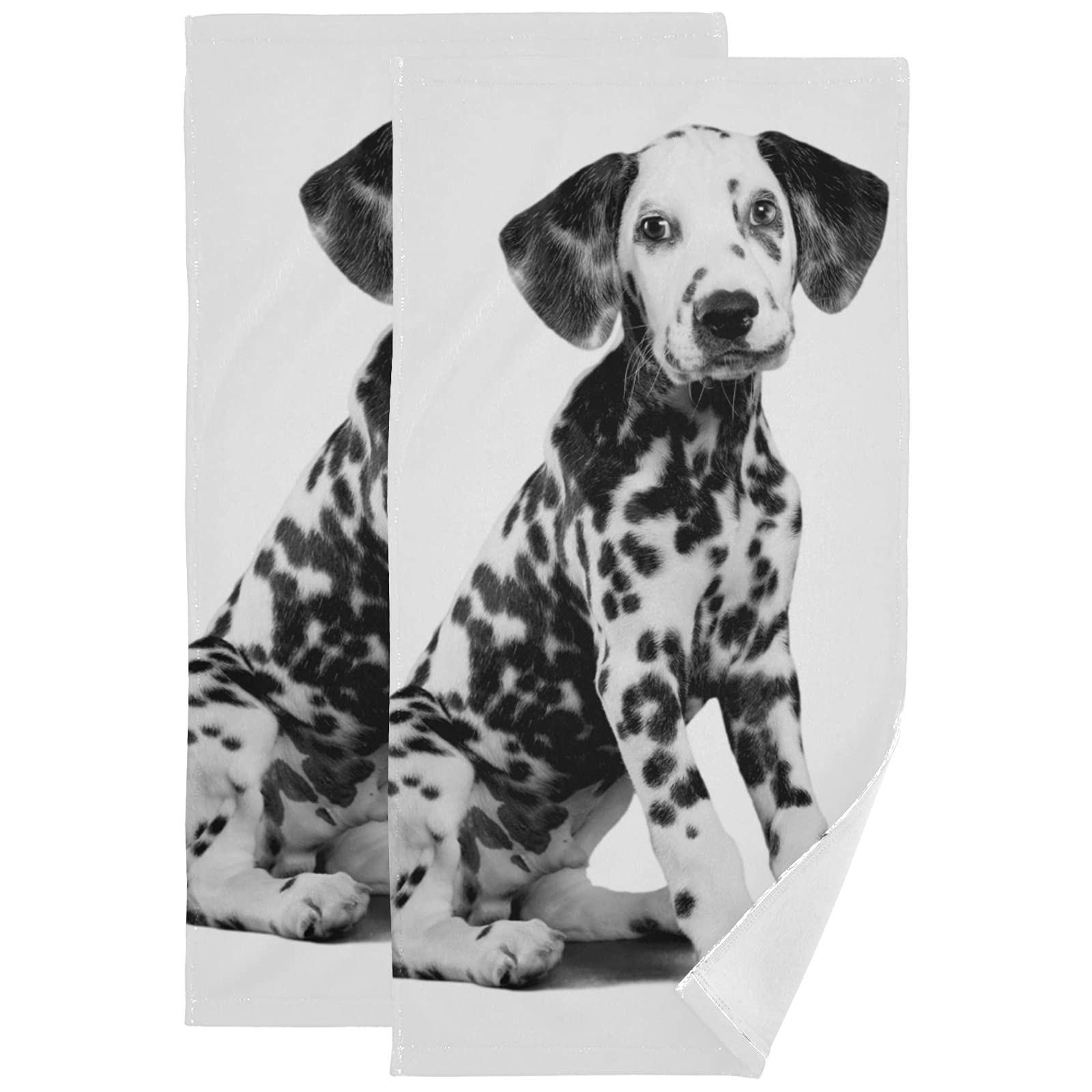 Premium Dalmatian Puppy Hand Towel Set - 2 Pack Ultra Soft & Highly Absorbent 28x14 Inch Bath & Hair Drying Towels | Perfect for Bathrooms, Gyms, Travel & Pet Care Essentials