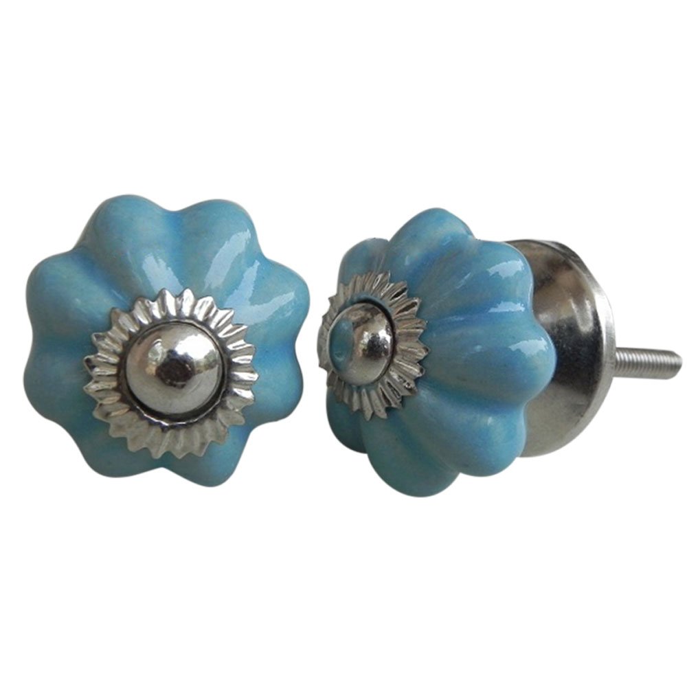 Premium 8-Piece Blue Ceramic Drawer Knobs - Elegant Kitchen Cabinet Hardware & Dresser Pulls for Home Decor (Perfect for Cabinets, Drawers, Furniture Upgrades)