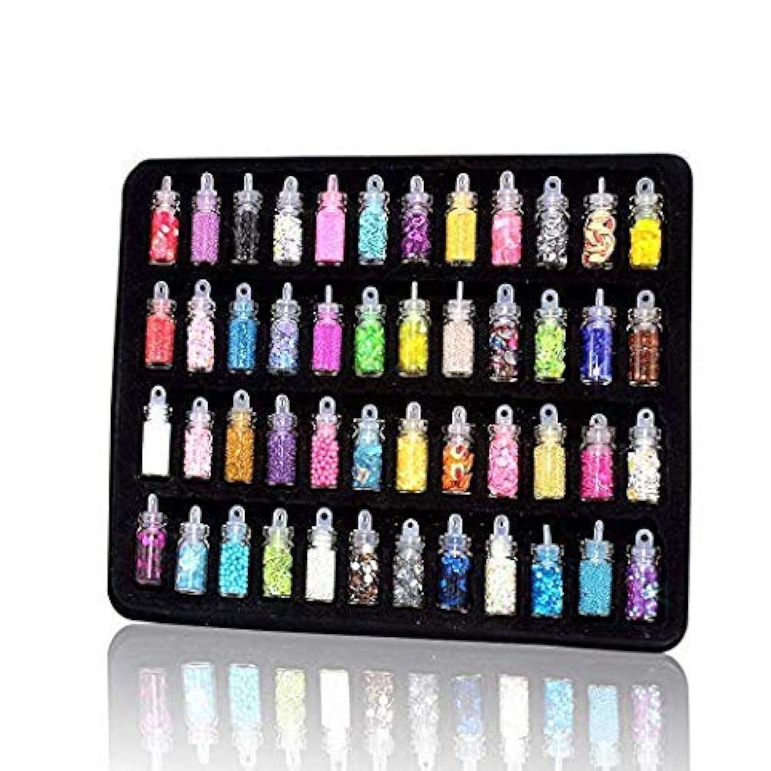FAMEZA 48 Colors Slime Sparkling Eyeshadow & Nail Art Glitter Dust Powder Set - Face & Nail Glitter for Prom, Performances, Parties, Halloween, Cosplay & DIY Crafts