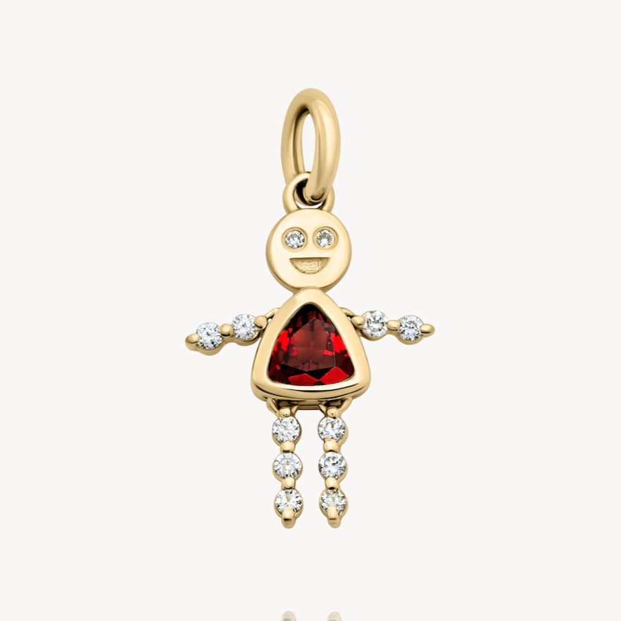 January Girl Lulu & Lox Charm Garnet Necklace - Elegant Birthstone Jewelry for Women - Perfect Gift for Birthday, Anniversary & Special Occasions