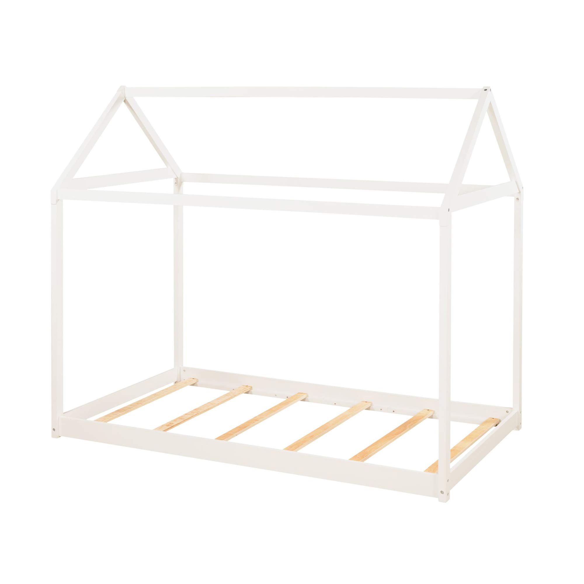 SOFTSEA Twin Floor Bed for Kids - Playhouse Tent Bed with Roof, Gray Twin House Style - Perfect for Bedroom Play, Sleepovers & Imaginative Playtime