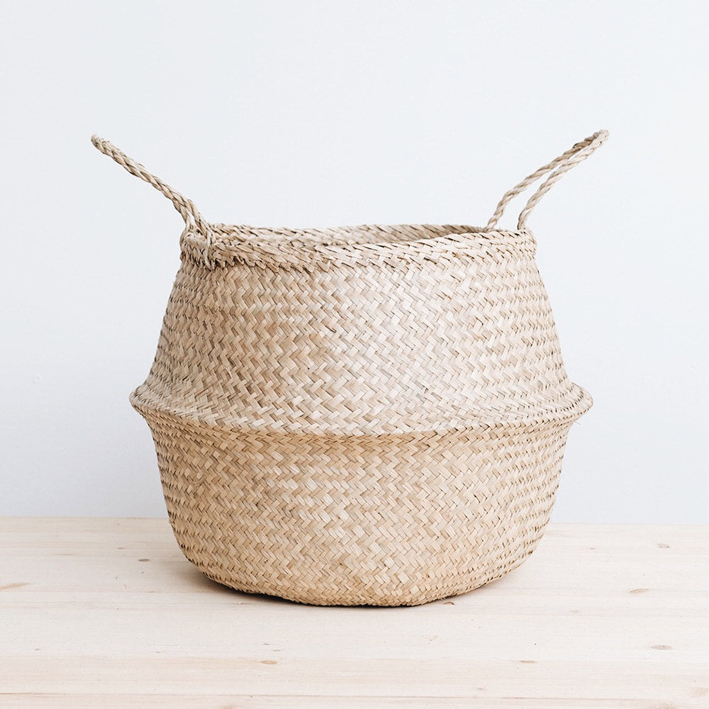 Billie Belly Basket - Premium Handwoven Storage Basket for Home Organization, Nursery, Laundry & Decor | Natural Woven Storage Bin for Toys, Blankets, Clothes & More