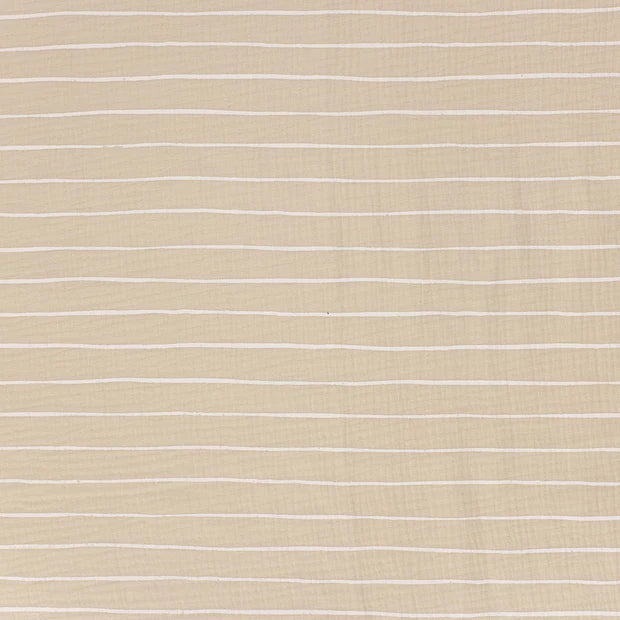 Soft Cream Stripes Double Gauze Fabric - Breathable & Lightweight for Baby Clothes, Summer Dresses & DIY Sewing Projects