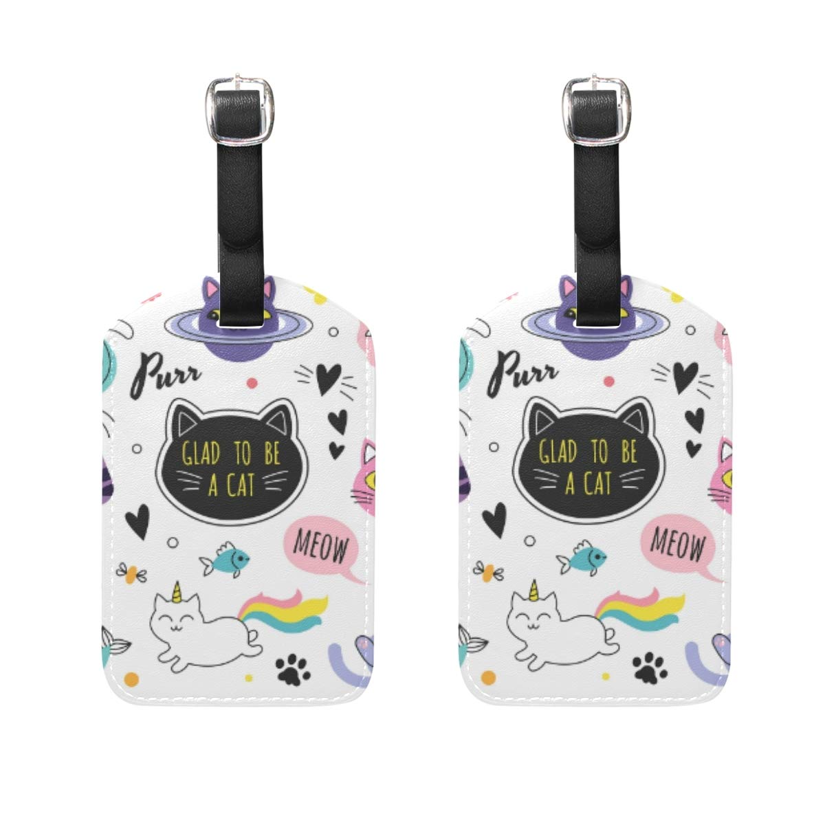 Premium Leather Luggage Tags for Travel - Set of 2 Durable Suitcase ID Tags with Maine Coon Cat Design, Perfect for Men & Women - Ideal for Airports, Cruise Ships & Business Trips