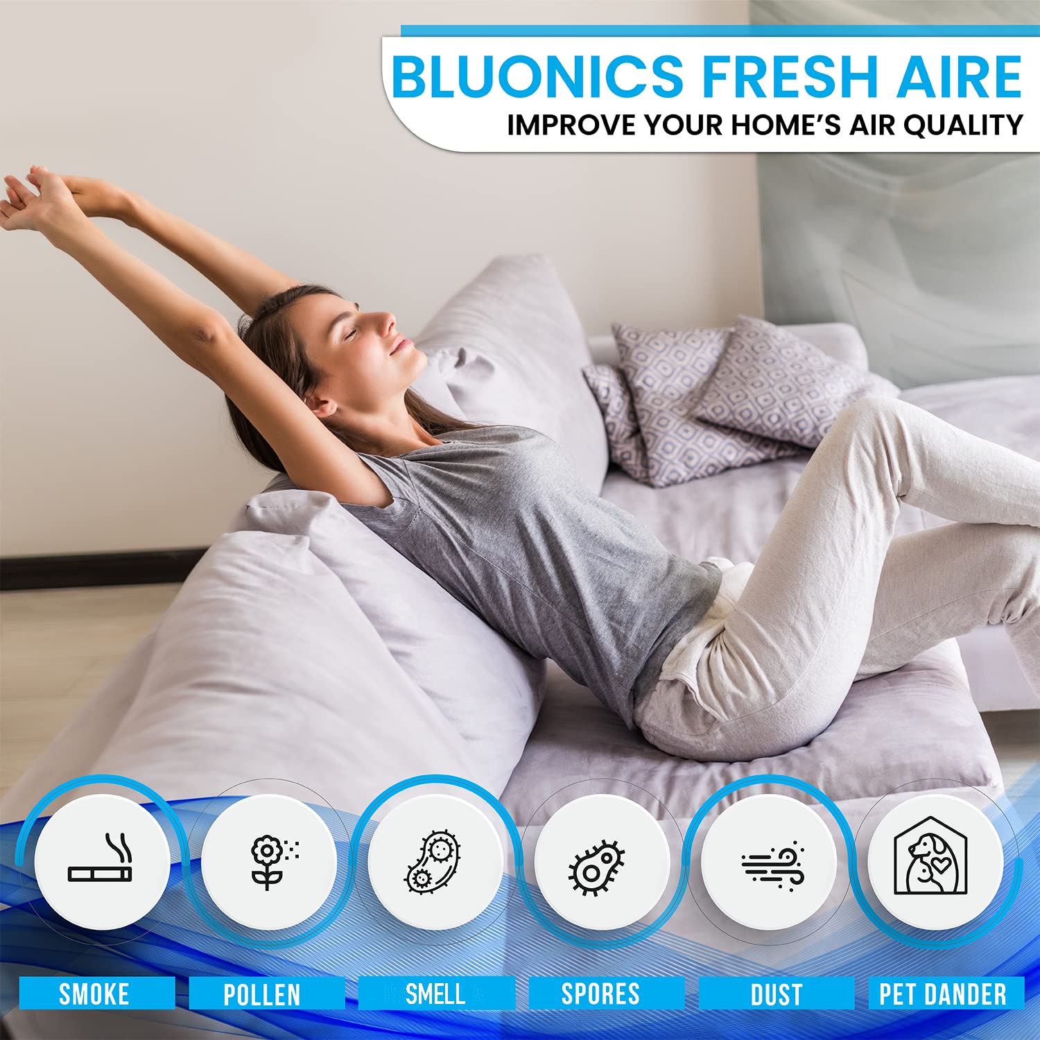 Bluonics Fresh Aire 3-Pack Water Air Washer with 7-Color LED Night Light, White Noise Generator & Eucalyptus Fragrance Bottle – Perfect for Bedroom, Office, and Nursery Air Purification