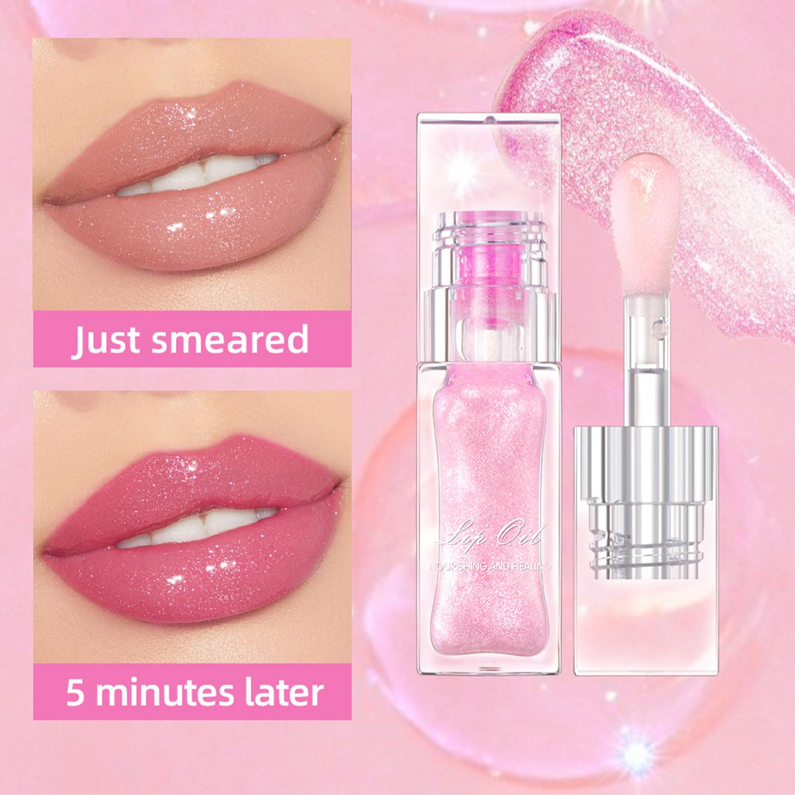 Bossup V2 Magic Color Changing Lip Oil - 2PCS Hydrating Lip Gloss, Warm Tint Moisturizing Lip Treatment for Daily Wear & Special Occasions