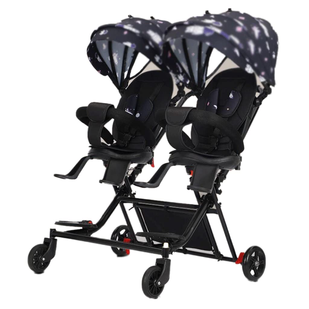 Lightweight Double Stroller for Twins - Compact Foldable Travel Stroller with 5-Point Safety Harness | Perfect for Travel, Shopping & Outdoor Walks