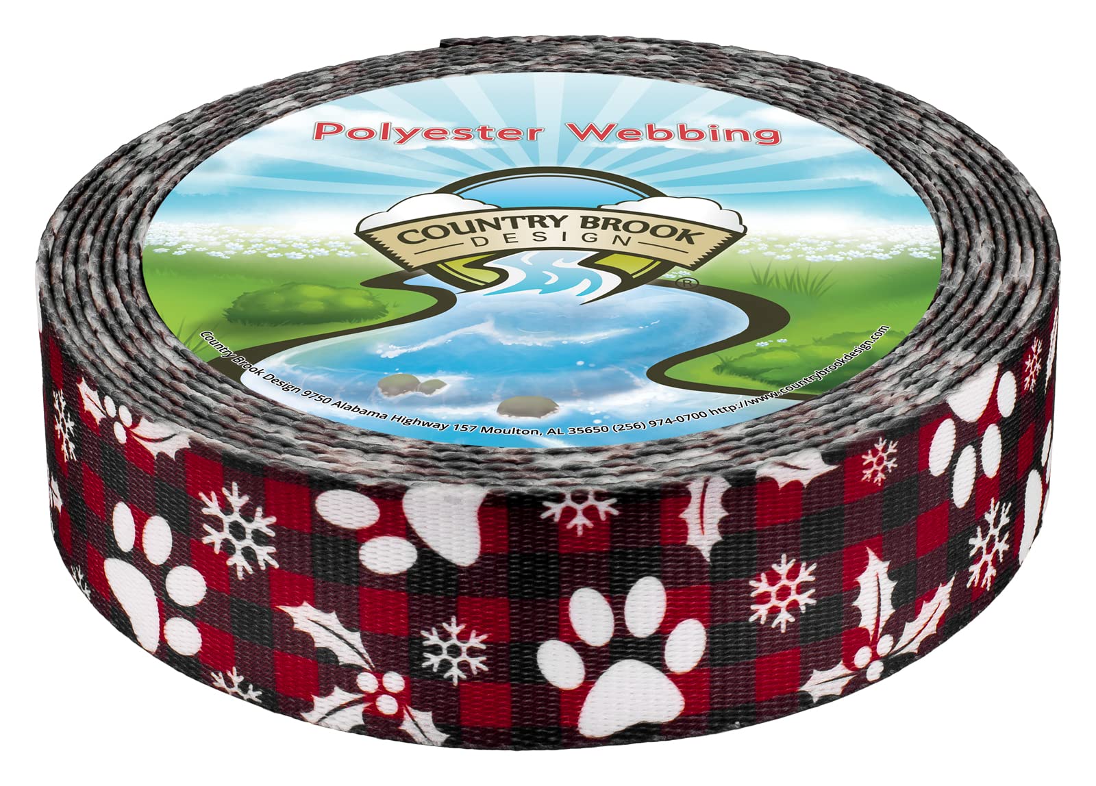 Country Brook Design - Christmas Plaid Polyester Webbing for DIY Crafts, Holiday Decorations, Gift Wrapping & Home Decor - Festive Holiday Season Use