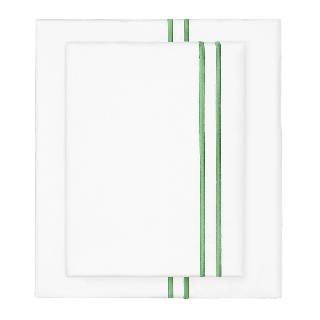 Premium Palm Green Embroidered Linen Pillowcase Set of 2 - Luxury Bedding for Master Bedroom & Guest Room Decor