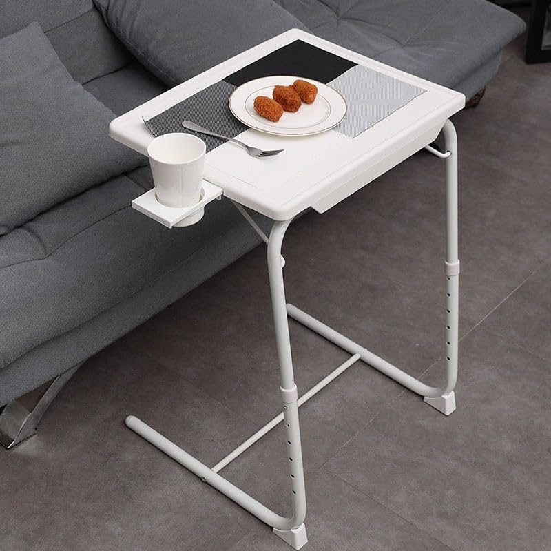 POCHY Adjustable Overbed Table - Modern Mobile Standing Desk, Folding Laptop Table with Wheels, Lightweight Portable Bedside Table for Home, Office & Hospital Use - Perfect for Working, Eating, Reading in Bed or Recovering Patients