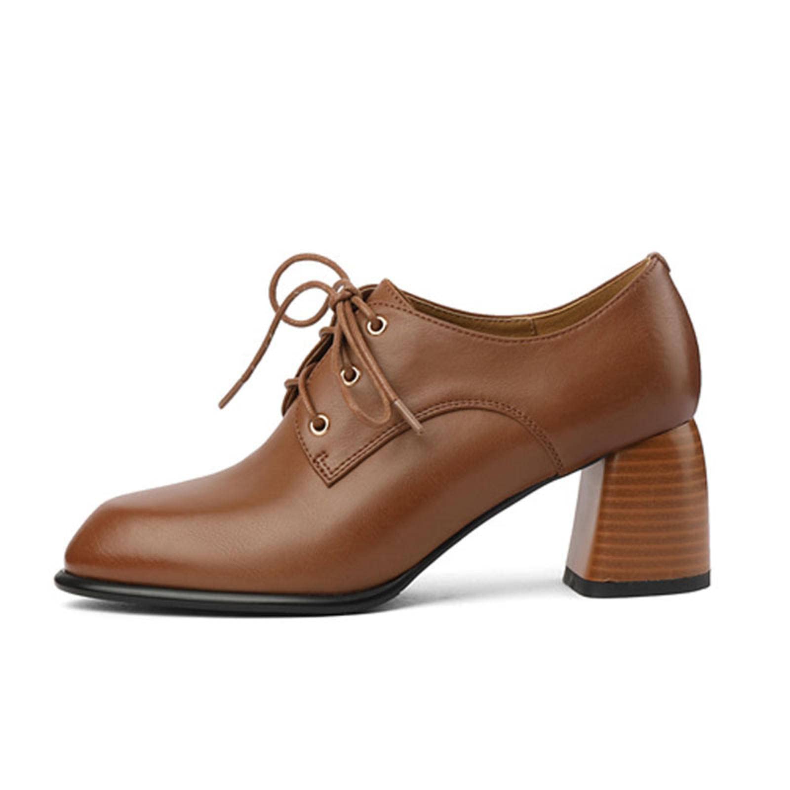 Women's Mid Heel Lace Up Casual Shoes - Elegant Spring High Heels for Office, Party & Wedding | Comfortable Dress Pumps for Women