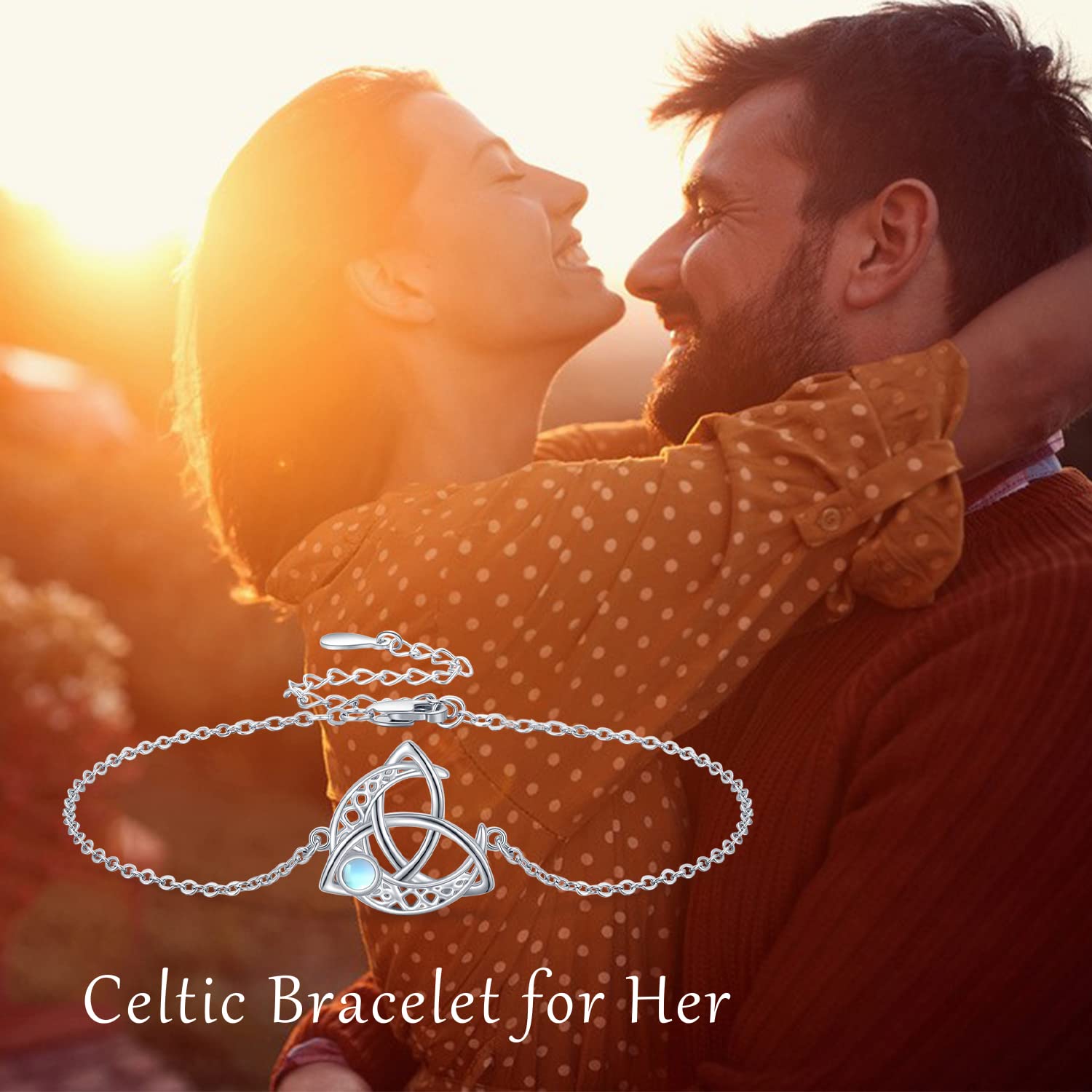 Celtic Moonstone Bracelet for Women - 925 Sterling Silver Moon Bracelet with Celtic Knot Design, Elegant Jewelry Gift for Girlfriend, Birthday, Anniversary | Perfect for Everyday Wear, Special Occasions & Boho Fashion
